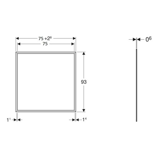 Geberit ONE - Krycí rám, 750x930 mm, na vstavanú zrkadlovú skrinku Geberit ONE, hliník 505.842.00.2