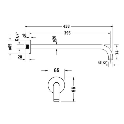 Duravit - Sprchové rameno, 41 cm, matná čierna UV0670028046