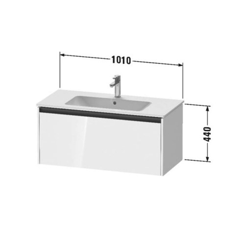 Duravit Ketho.2 - Umývadlová skrinka, 44x101x48 cm, 1 zásuvka, grafit mat K25064049490000