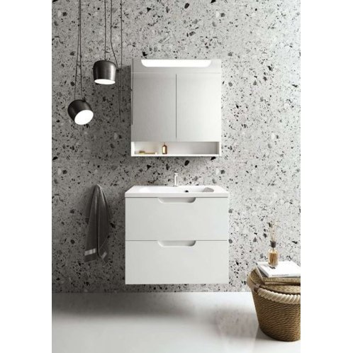 Ravak Classic II - Zrkadlová skrinka s LED osvetlením, 60x14x76 cm, 2 dvierka, lesklá biela X000001469