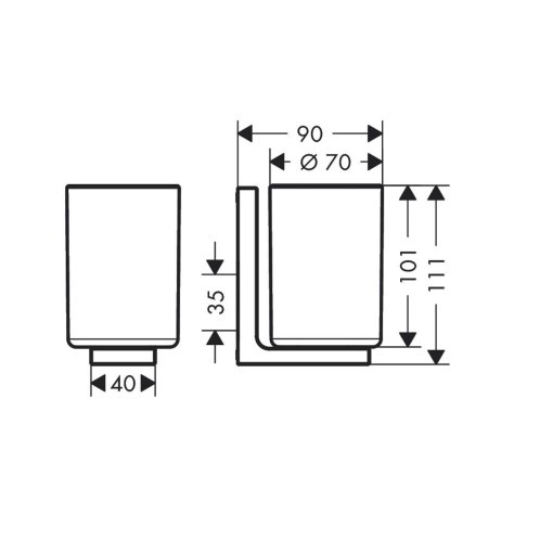 Axor Universal Rectangular - Pohárik na kefky a pastu s držiakom, biela/chróm 42604000
