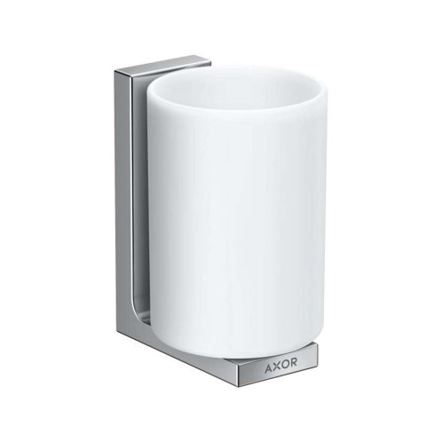 Axor Universal Rectangular - Pohárik na kefky a pastu s držiakom, biela/chróm 42604000