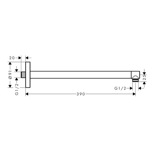 Axor - Sprchové rameno, 39 cm, matná čierna 26431670