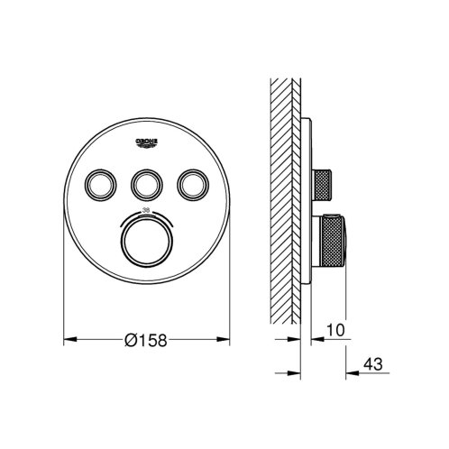 Grohe Grohtherm SmartControl - Termostatická sprchová podomietková batéria, 3 ventily, Hard Graphite 29121A00