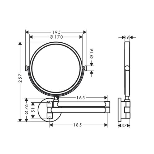 Axor Universal Circular - Kozmetické nástenné zrkadlo, kefovaný bronz 42849140