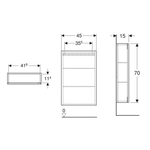 Geberit iCon - Skrinka 45x70x15 cm, 1 dvierka, pánty L/P, dub 502.318.JH.1