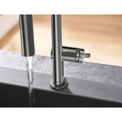 Hansgrohe M54 - Drezová batéria Talis s výsuvnou spŕškou, sBox, kefovaný čierny chróm 72801340