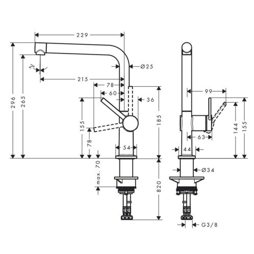 Hansgrohe M54 - Drezová batéria Talis, kefovaný čierny chróm 72840340