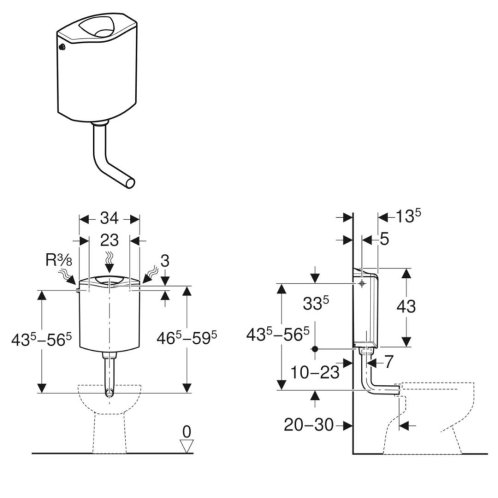 Geberit - Splachovacia nádržka AP116, DualFlush, alpská biela 136.430.11.1