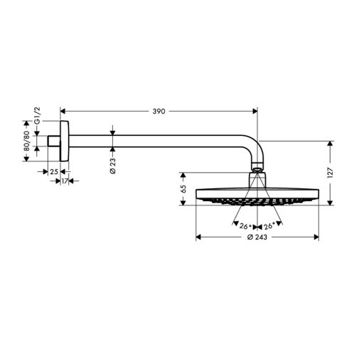 Hansgrohe Raindance Select S - Hlavová sprcha 240, 2 prúdy, sprchové rameno 39 cm, biela/chróm 26466400