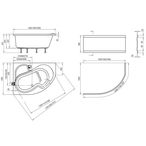 Ravak Rosa I - Asymetrická vaňa 140 L, 140x105 cm, ľavá, biela CI01000000