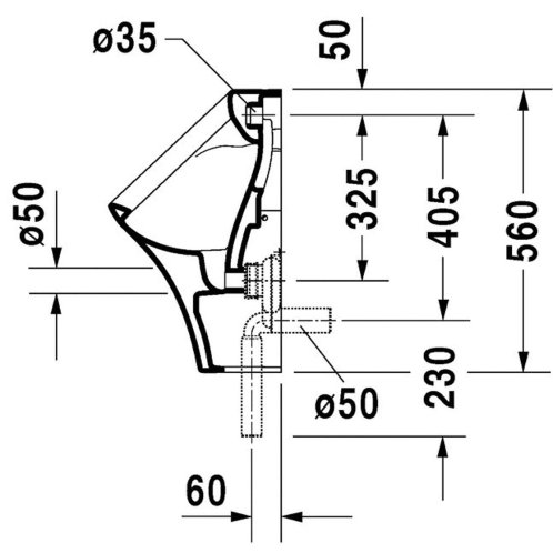 Duravit DuraStyle - Pisoár, zadný prívod vody, biela 2804300000