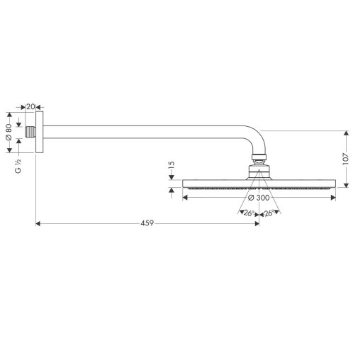 Hansgrohe Raindance - Hlavová sprcha 300, 1 prúd, rameno 46 cm, chróm 27492000
