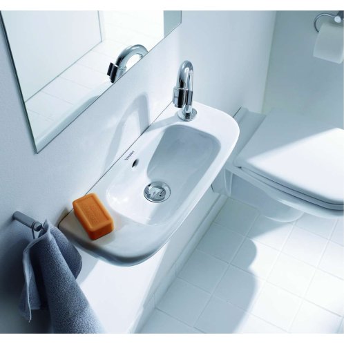 Duravit D-Code - Umývadielko, 50x22 cm, s prepadom, s otvorom na batériu vľavo, biela 07065000092