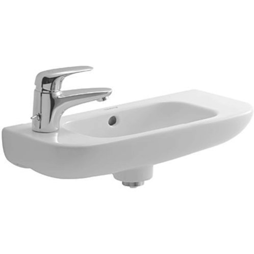 Duravit D-Code - Umývadielko, 50x22 cm, s prepadom, s otvorom na batériu vľavo, biela 07065000092