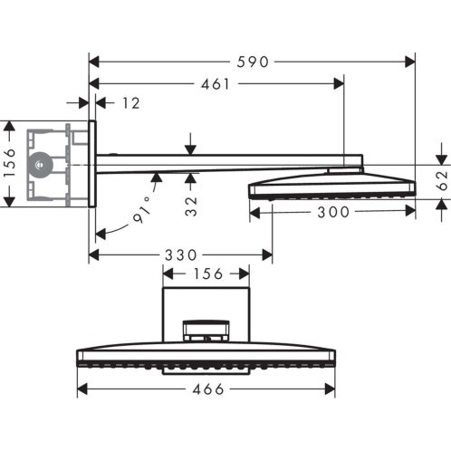 Hansgrohe Rainmaker Select - Hlavová sprcha 460, 3 prúdy, sprchové rameno 46 cm, biela/chróm 24007400