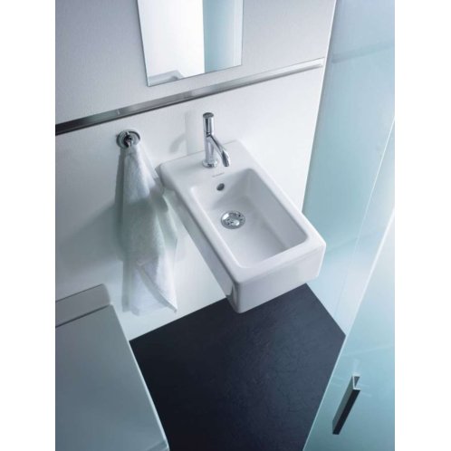 Duravit Vero - Umývadielko, 45x25 cm, s prepadom, s otvorom na batériu, biela 0702250000