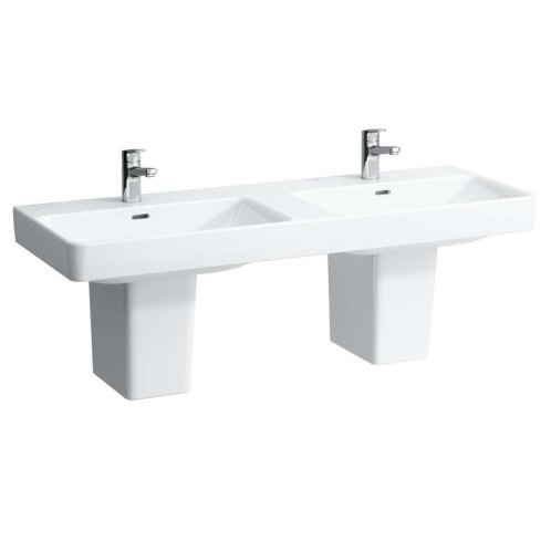 Laufen Pro S - Dvojumývadlo, 130x46 cm, 2 otvory na batérie, s LCC, biela H8149684001041