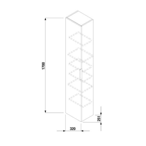 Jika Cube - Vysoká skrinka, 170x32x25 cm, 1 dvierka L/P, matný antracit H4537211763521