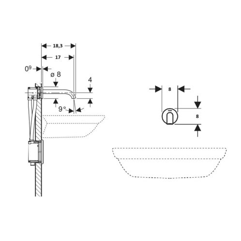 Geberit Piave - Termostatická elektronická umývadlová batéria pod omietku, sieťové napájanie, easy to clean, kefovaná nerezová 116.267.SN.1