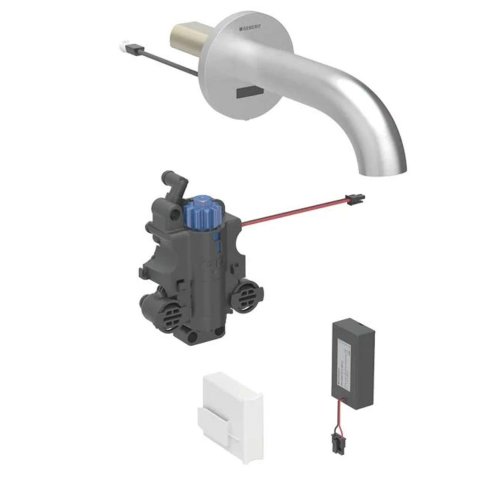Geberit Piave - Termostatická elektronická umývadlová batéria pod omietku, batériové napájanie, easy to clean, kefovaná nerezová 116.268.SN.1