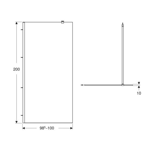 Geberit GEO - Sprchová stena Walk-In, 100x200 cm, strieborná/číre sklo 560.139.00.2