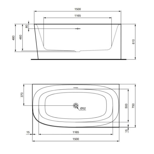 Ideal Standard Dea - Vaňa 150x75 cm, pravá, biela T546601
