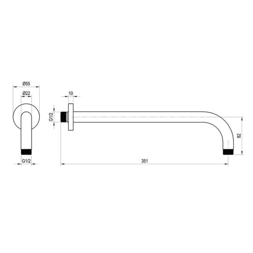 Ravak - Sprchové rameno, 35 cm, kefovaný grafit X07P700