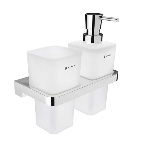 Nimco Maya - Dávkovač mydla a pohárik s držiakom, matné sklo/chróm MA 2905831H-T-26