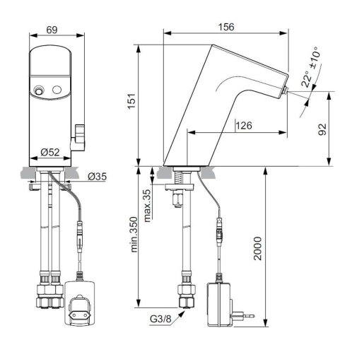 Ideal Standard Intelliflow - Elektronická umývadlová batéria, sieťové napájanie, chróm A7856AA
