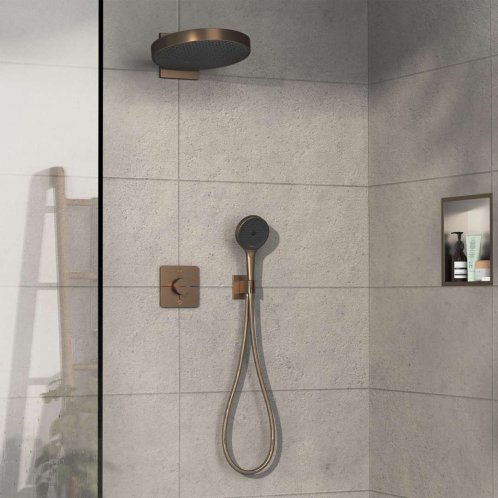 Hansgrohe ShowerSelect Comfort - Termostatická batéria pod omietku, na 2 spotrebiče, kefovaný bronz 15583140