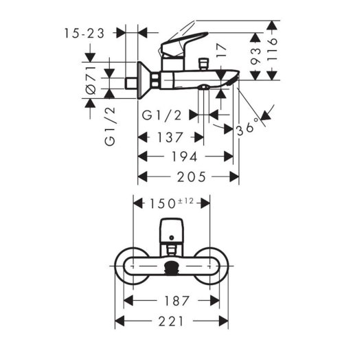 Hansgrohe Logis - Vaňová batéria, matná čierna 71400670
