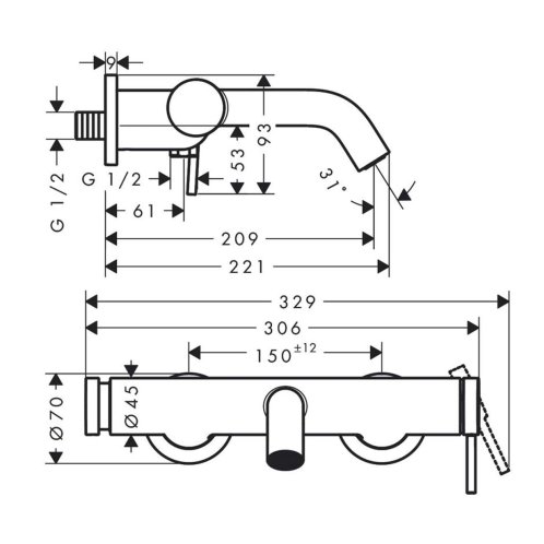 Hansgrohe Tecturis S - Vaňová batéria, matná čierna 73422670