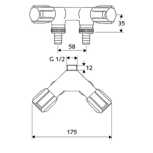 Schell Comfort - Vedľajší pripojovací dvojventil, chróm 033660699