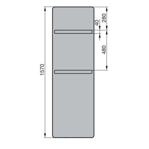 Zehnder Vitalo Bar - Kúpeľňový radiátor 157x60 cm, rovný, stredové pripojenie 5 cm, biely lak VIP-160-060