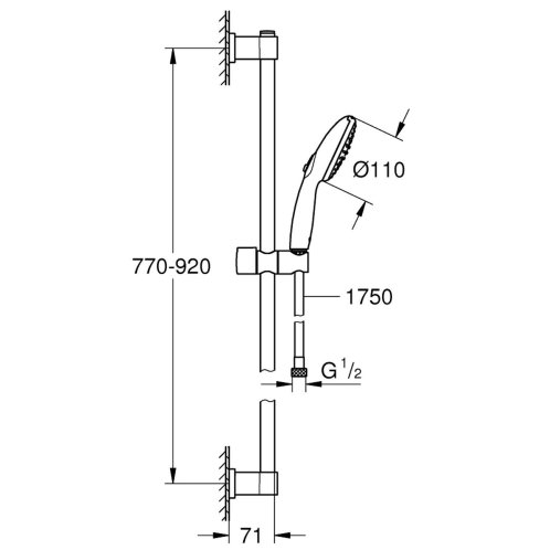 Grohe Vitalio Start - Set sprchovej hlavice, tyče a hadice, 2 prúdy, matná čierna 269542431