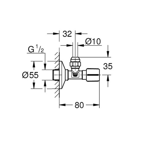 Grohe Universal - Rohový ventil, chróm 22037000