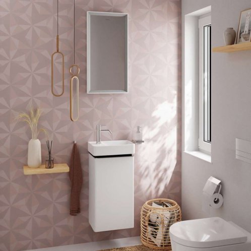 Hansgrohe Xelu Q - Umývadlová skrinka, 63x34x27 cm, 1 dvierka, pánty vľavo, lesklá biela/chróm 54011000