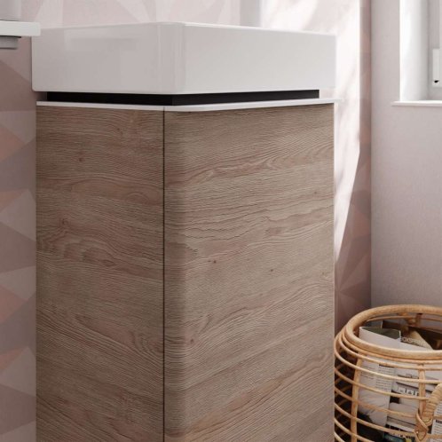 Hansgrohe Xelu Q - Umývadlová skrinka, 63x34x27 cm, 1 dvierka, pánty vľavo, prírodný dub/matná biela 54013700