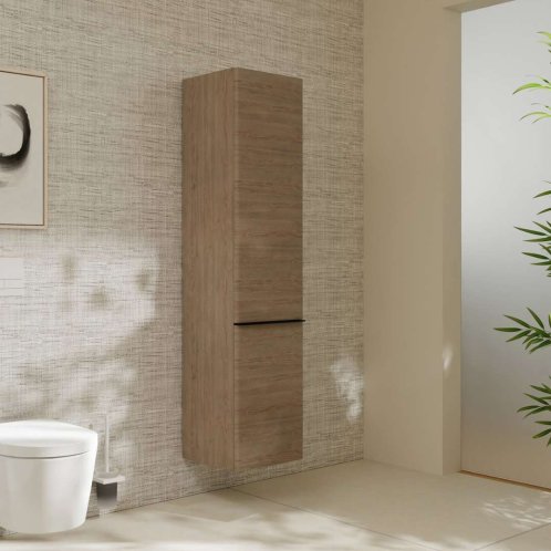 Hansgrohe Xelu Q - Vysoká skrinka 40x165x35 cm, 2 dvierka, pánty vľavo, prírodný dub/matná čierna 54137670