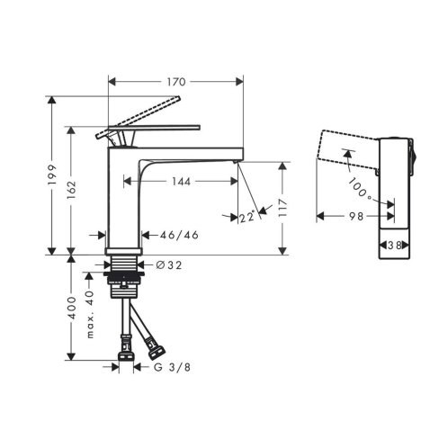 Hansgrohe Tecturis E - Umývadlová batéria, CoolStart, EcoSmart, chróm 73016000