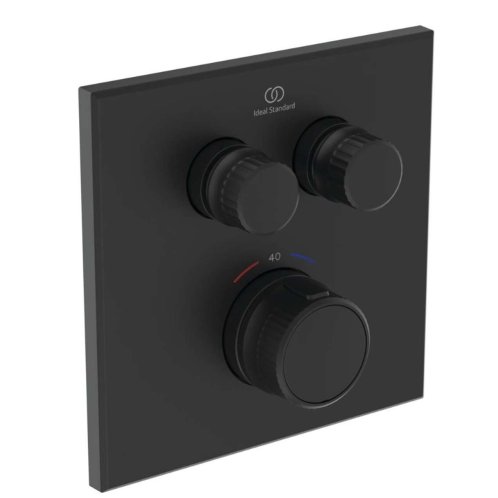 Ideal Standard CeraTherm Navigo - Termostatická sprchová batéria pod omietku na 2 spotrebiče, hodvábna čierna A7302XG