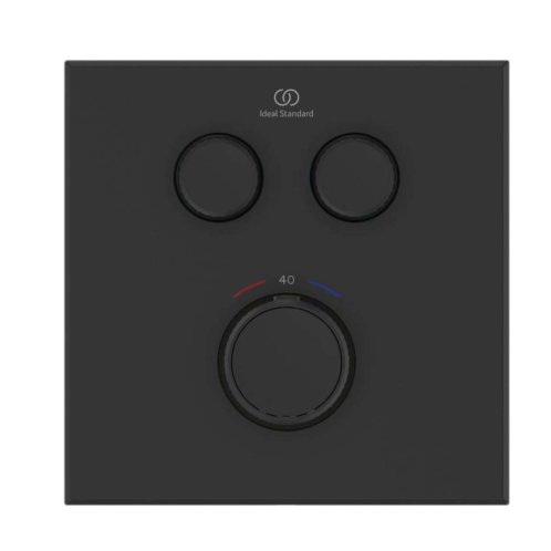 Ideal Standard CeraTherm Navigo - Termostatická sprchová batéria pod omietku na 2 spotrebiče, hodvábna čierna A7302XG