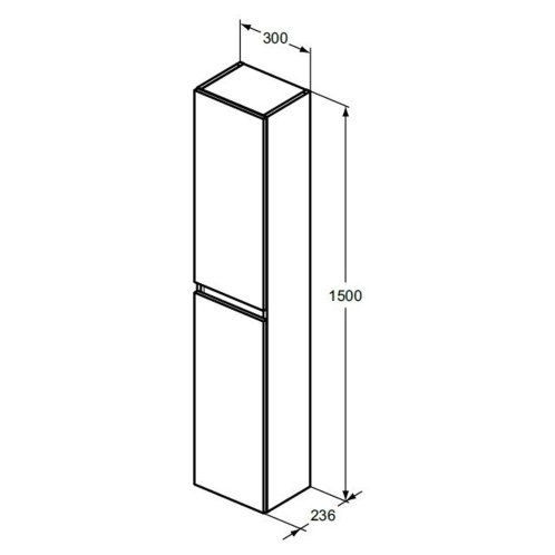 Ideal Standard Eurovit+ - Vysoká skrinka, 150x30x24 cm, 2 dvierka, pánty L/P, lesklá sivá R0268TI
