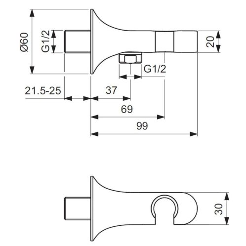 Ideal Standard La Dolce Vita - Nástenné kolienko s držiakom, chróm BD682AA