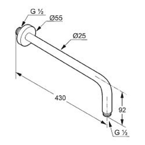 Kludi A-Qa - Sprchové rameno 40 cm, chróm 6651405-00