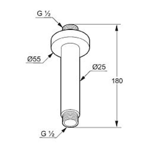 Kludi A-Qa - Sprchové rameno stropné 15 cm, chróm 6651505-00
