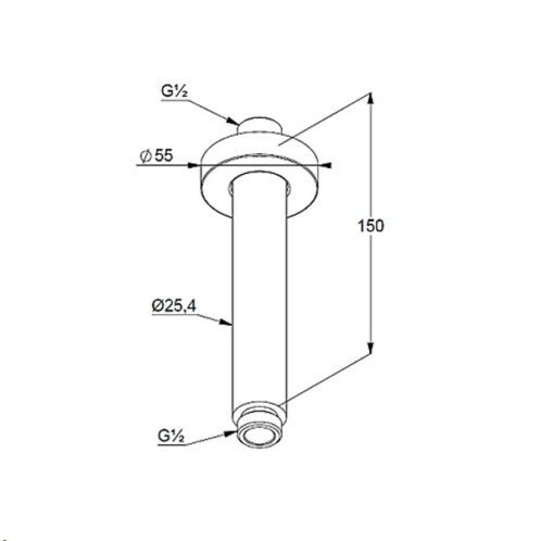 Kludi A-Qa - Sprchové rameno stropné, 15 cm, kefované zlato 66515N0-00