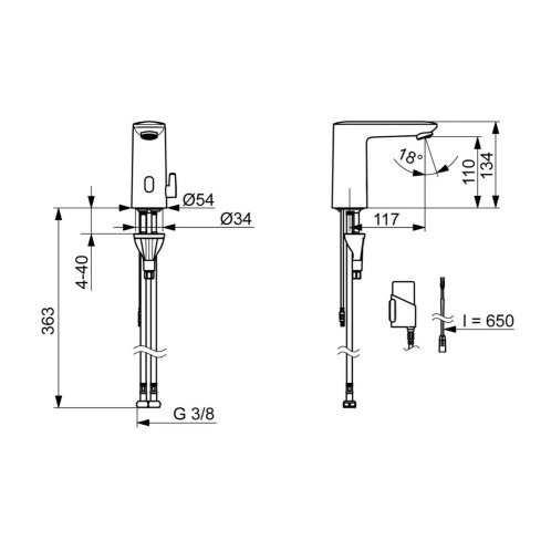 Hansa Electra - Elektronická umývadlová batéria, batériové napájanie, Bluetooth, chróm 92002219