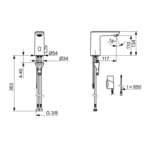 Hansa Electra - Termostatická elektronická umývadlová batéria, batériové napájanie, Bluetooth, chróm 92202219